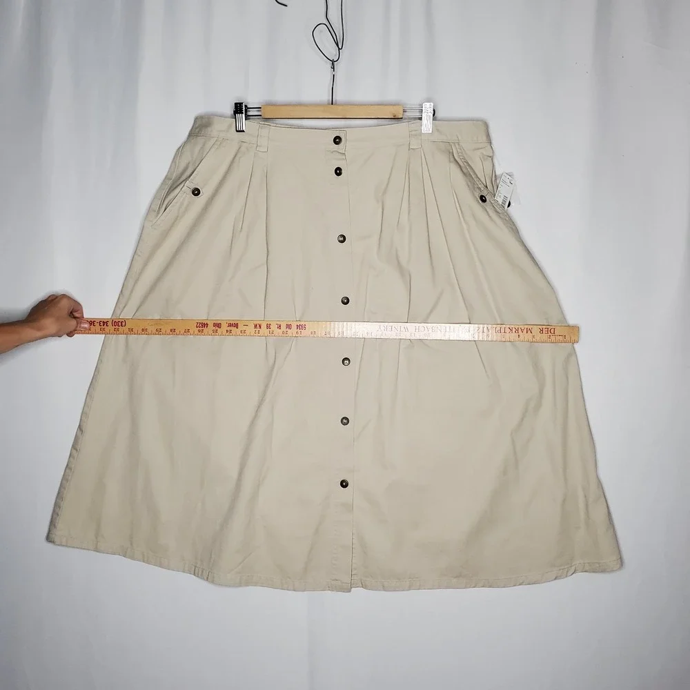 Classic Elements Full Button Midi Skirt 3X Plus 22W Pocket Modest Grunge Classic